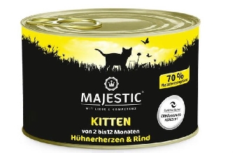 Hühnerherzen & Rind - Kitten - 200g - Majestic - Dose