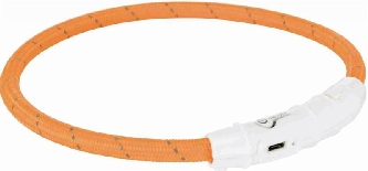 Flash Halsband Leuchtring XS-S,35cm/7mm, orange USB