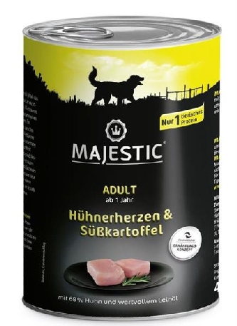 Hühnerherzen & Süßkartoffel - Adult - 400g - Majestic