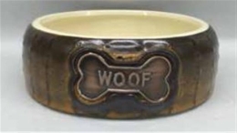 Hunde Keramiknapf Dog braun-glänzend - 17x6,5cm