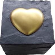 Gedenkwürfel mit Herz 11x11x11cm - grau - Kunststoff