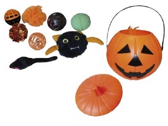 Halloween Spielbox für Katzen mit gruseligem Spielzeug