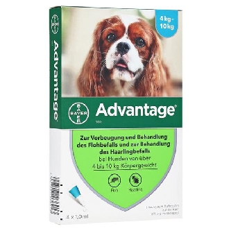 Advantage-Tropfen gegen Flohbefall - Hunde 4-10kg - 4x1ml