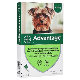 Advantage - Topfen gegen Flohbefall - Hund bis 4kg - 4x0,4ml