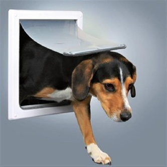 2-Wege Freilauftür für Hunde, S-M, weiß - Maße: 30x36 cm