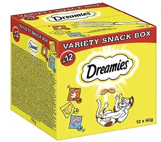 Dreamies MixBox 12x60g - Huhn, Käse, Lachs
