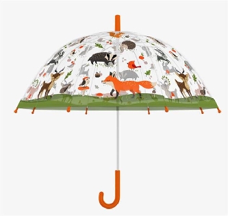 Kinder Regenschirm transparent Waldtiere