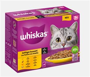 WHISKAS Frischebeutel Geflügel Auswahl in Sauce 7+ - 12x85g