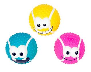 Latex Tennis Ball Smiley ca. 3cm - gelb, blau oder pink