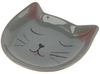 Keramikteller Kitty, grau - 14x14x2cm