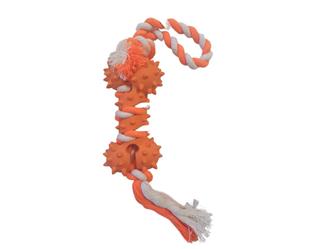 Knochen auf Seil - Hunde Spielzeug - orange