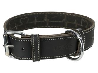 Halsband Rustic Fettleder S-M - 34-40cm/30mm - schwarz