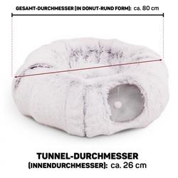 Katzentunnel Kuschelfell Donut - grau - 80x80x26cm