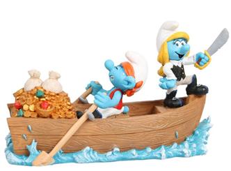 Deko Schlümpfe Piraten Boot - 18,7x8,2x10,8cm